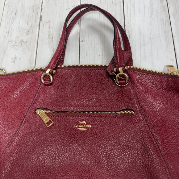 Coach Red Prairie Pebble Leather Satchel - Picture 3 of 6